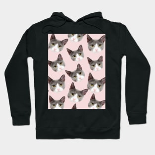 1980s Funny Kawaii cute girly pink grey kitty cat Hoodie